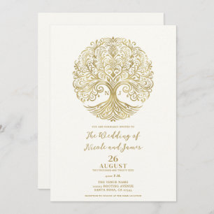 Invitation Arbre de vie Cream & Gold Celtic Mariage
