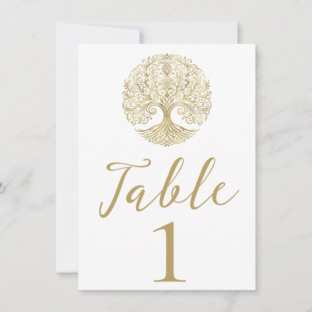 Invitation Arbre de vie Cream & Gold Celtic Roots Mariage (Devant)