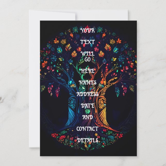 Invitation Arbre de vie dans la couleur de mosaïque en verre  (Devant)