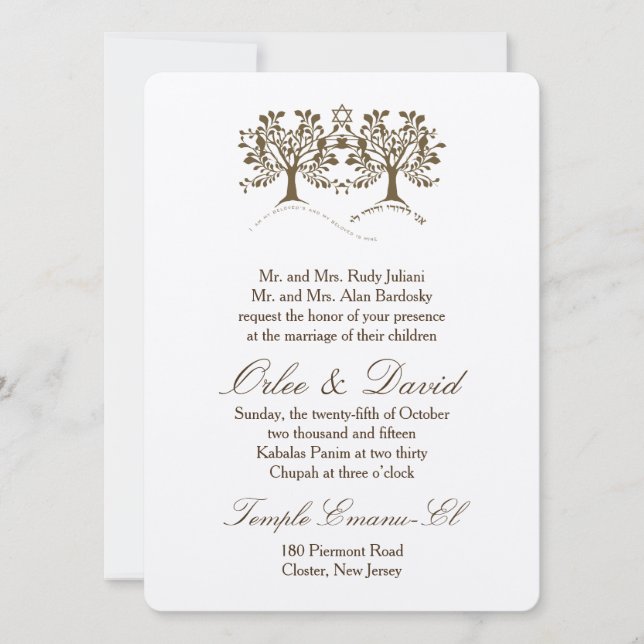 Invitation Arbre de vie + Étoile de David (Devant)