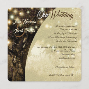 Invitation Arbre de vie Juif lumière de nuit mariage