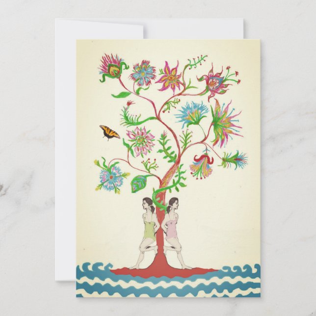 Invitation Arbre de vie. La flore et la faune (Devant)