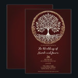 Invitation Arbre de vie Rustique rouge foncé Mariage celtique<br><div class="desc">Customisez comme vous voulez.</div>