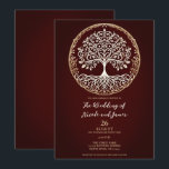 Invitation Arbre de vie Rustique rouge foncé Mariage celtique<br><div class="desc">Customisez comme vous voulez.</div>