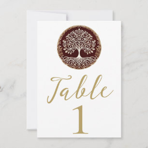 Invitation Arbre de vie Table Mariage rouge foncé rustique Ce