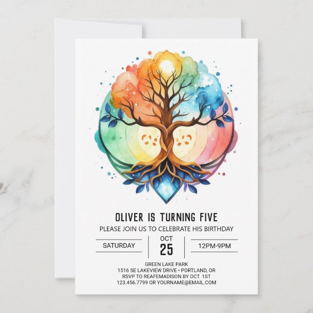 Invitation Arbre d'Imaginaire cosmique Anniversaire (Devant)