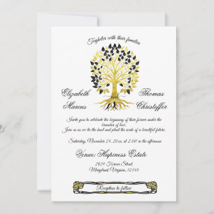 Invitation Arbre d'or de la vie Mariage sophistiqué intempore