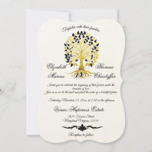 Invitation Arbre d'or de la vie Mariage sophistiqué intempore