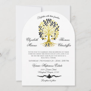 Invitation Arbre d'or de la vie Mariage sophistiqué intempore