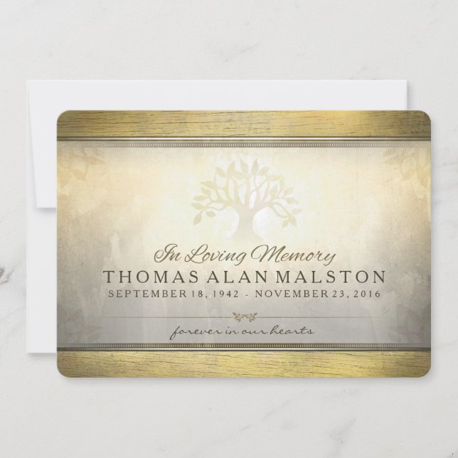 Invitation Arbre d'or d'invitation de cérémonie commémorative (Devant)