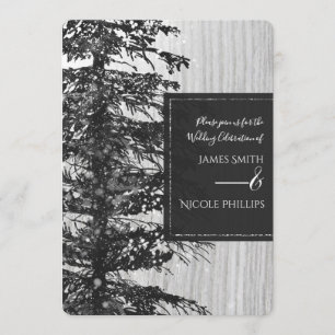 Invitation Arbre Élevé enneigé Pin Forêt Rustique Mariage d'H