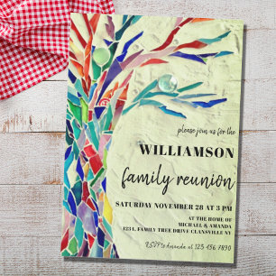 Invitation Arbre familial rustique Famille Retrouvailles Vert