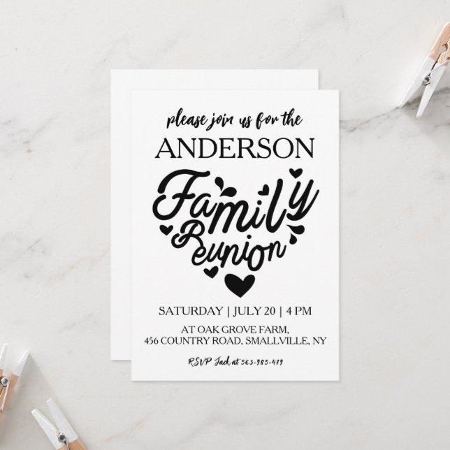 Invitation arbre famille se réunir réunion famille (Devant/Arrière en situation)