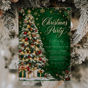 Invitation Arbre festif vert Fête de Noël d'entreprise
