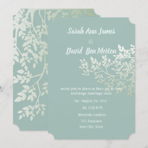 Invitation Arbre Feuilles Vertes et Blanches Couleur Personna