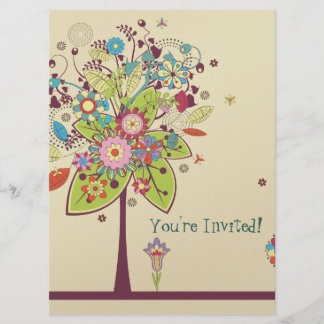 Invitation arbre fleuri vecteur coloré bonheur anniversaire