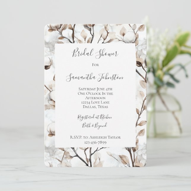 Invitation Arbre Fleurissant Blanc Joliment Romantique pour u (Debout devant)