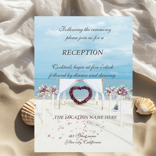Invitation Arbre Floral de Mariage sur la Plage de Réception (Créateur téléchargé)