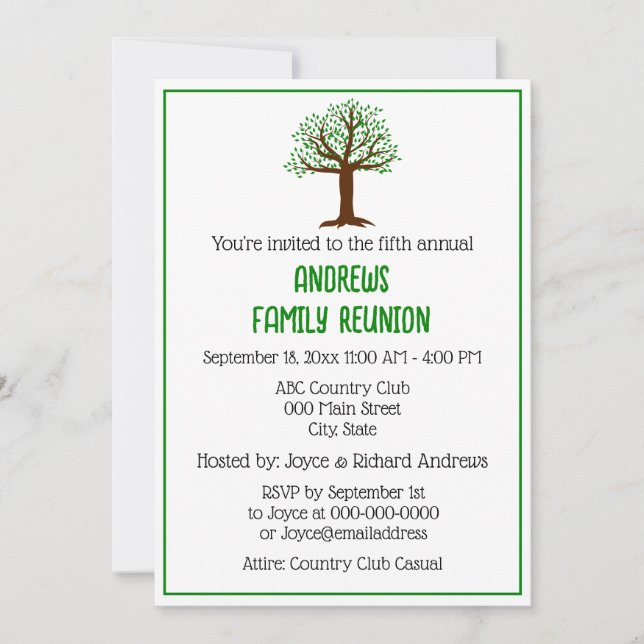 Invitation Arbre généalogique de couleurs DIY Rassemblement f (Devant)
