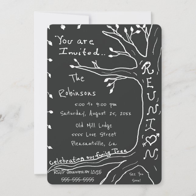 Invitation Arbre généalogique simple de la Réunion de famille (Devant)