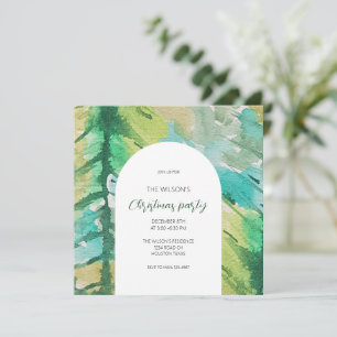 Invitation Arbre Motif d'aquarelle de Noël artistique