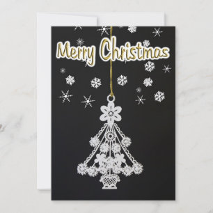 Invitation Arbre ornement et flocons de neige