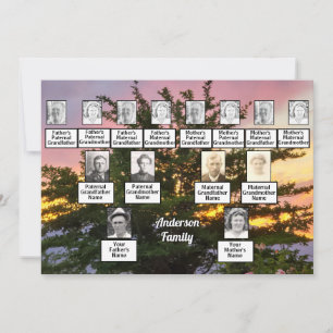 Invitation Arbre photo de trois générations avec coucher de s
