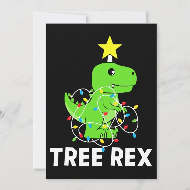 Invitation Arbre Rex Dinosaur Arbre de Noël Drôle T Rex Dinos (Devant)