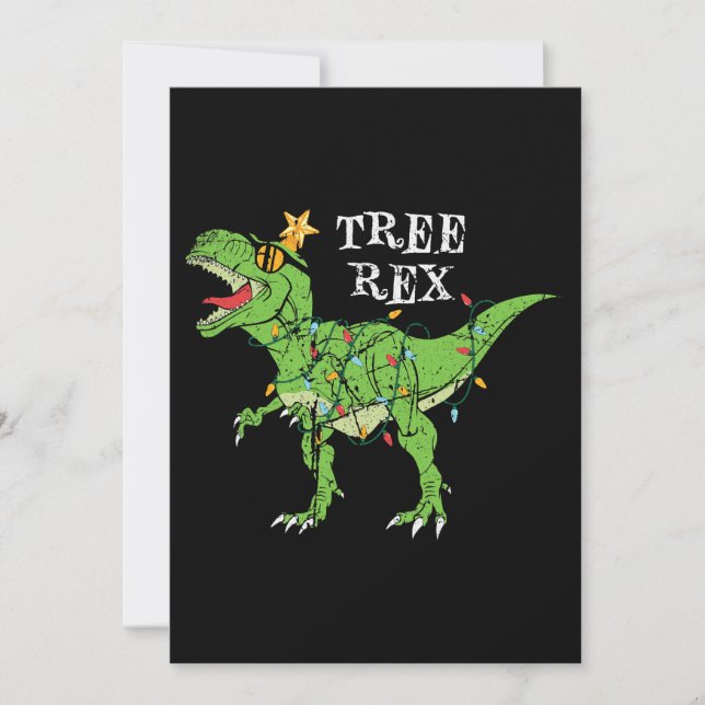 Invitation Arbre Rex Dinosaur Drôle joli Pajama de Noël (Devant)