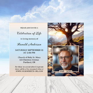 Invitation Arbre Rivière de la Vie Poème Photo Célébration de