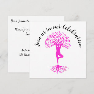 Invitation Arbre rose de la vie Cancer du sein Survivor Party