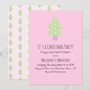Invitation Arbre Rose Pastel pour Fête de Noël