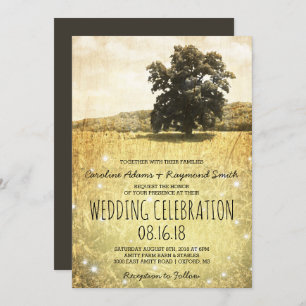 Invitation Arbre rustique dans le Mariage de prairie de lucio