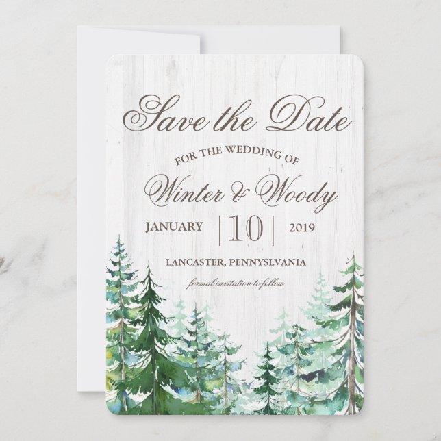 Invitation Arbre Rustique "Sauvez la Date" (Devant)