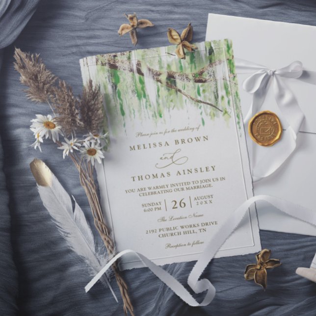 Invitation Arbre Saule Pleureur Mariage Élégant Rustique Mode (Créateur téléchargé)
