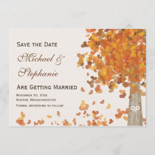 Invitation Arbre sculpté automne Enregistrer la date Mariage 