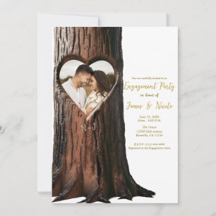 Invitation Arbre Sculpté en forme de Coeur Souche Rustique Ph