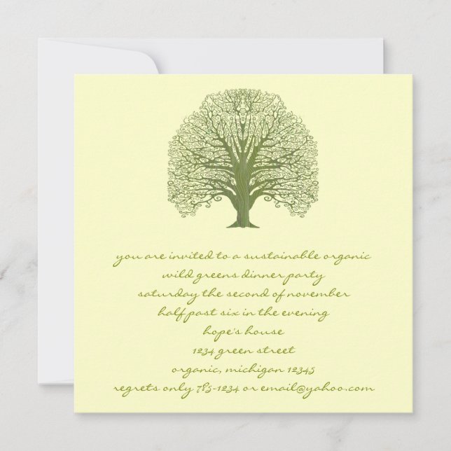 Invitation Arbre Tourbillon Olive (Devant)