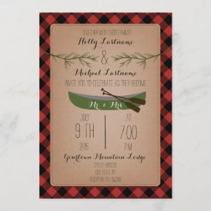 Invitation Arbres à feuillage persistant + Mariage de plaid