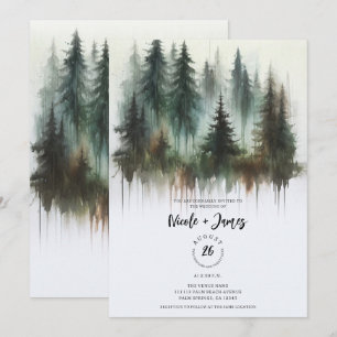 Invitation Arbres à l'aquarelle Mariage rustique en pleine na