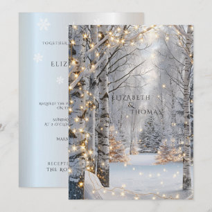 Invitation Arbres blancs de bouleau de mariage Neige Jolies