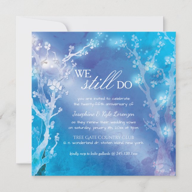 Invitation Arbres bleus mystiques Anniversaire de mariage (Devant)