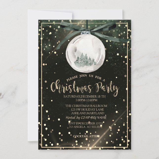 Invitation Arbres Boules de Noël Points Société de Fête de No (Devant)