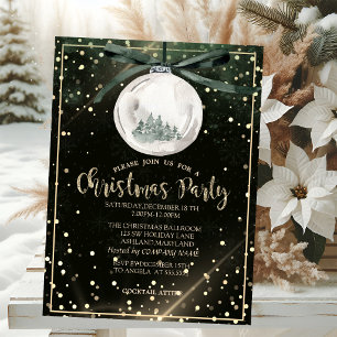 Invitation Arbres Boules de Noël Points Société de Fête de No