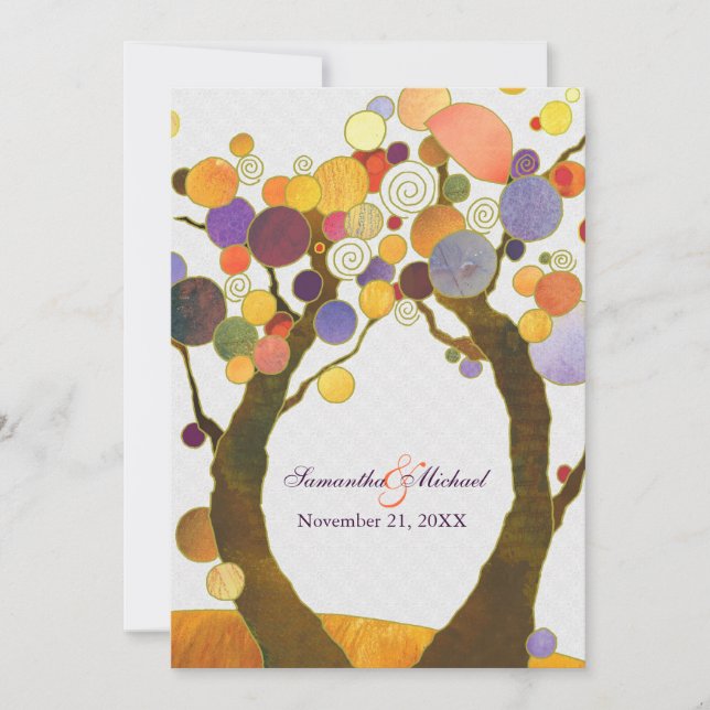 Invitation Arbres d'amour colorés Mariage moderne (Devant)