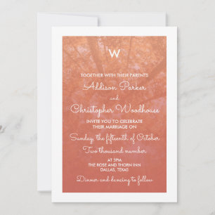 Invitation Arbres d'automne  Blanc et corail  Mariage de mono
