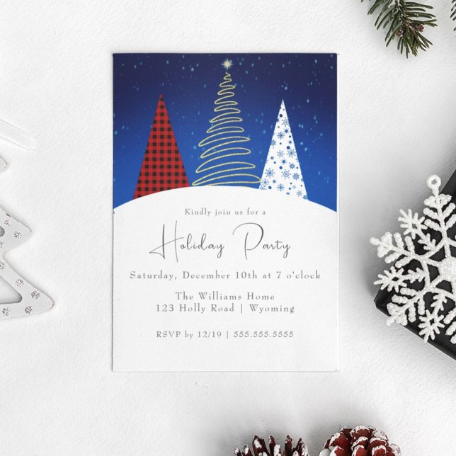 Invitation Arbres de Fête Moderne d'Hiver Heureux (Créateur téléchargé)