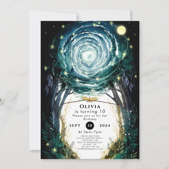 Invitation Arbres de Forêt Magique Anniversaire (Devant)