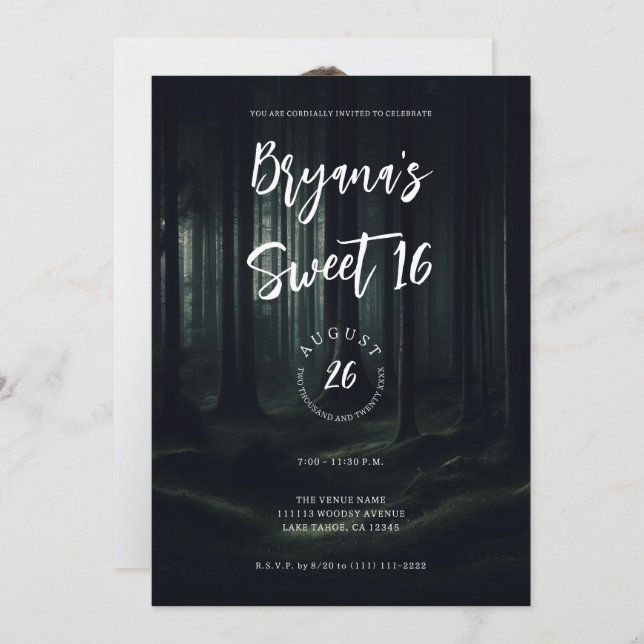 Invitation Arbres de forêt sombre et maussade au crépuscule S (Devant / Derrière)