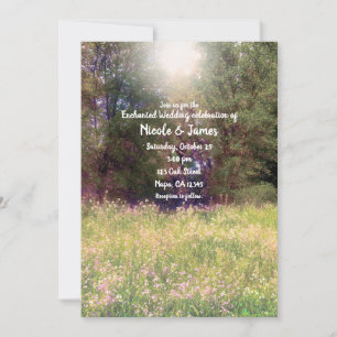 Invitation Arbres de la forêt enchantée florale printanière M